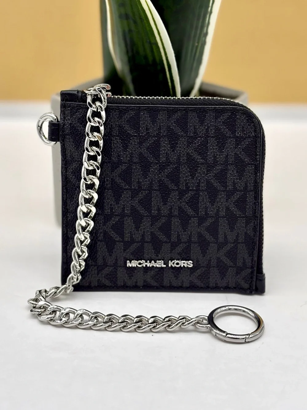 Michael Kors Jet Set Travel Signature Logo Chain Wallet Card Holder